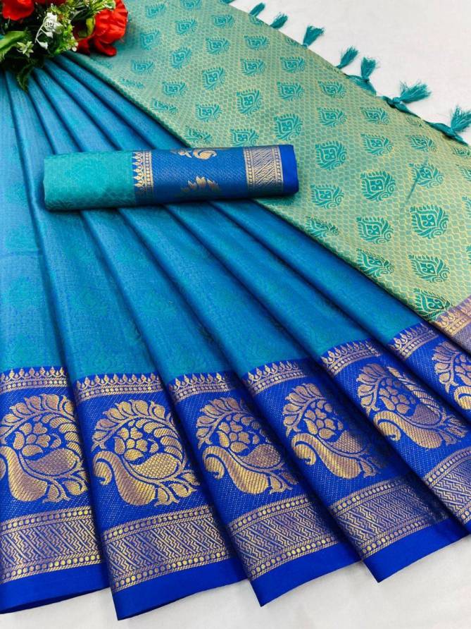 Aab Self Peacock Mercerised Kanjivaram Fancy Ethnic Wear Wholesale Non Catalog Sarees